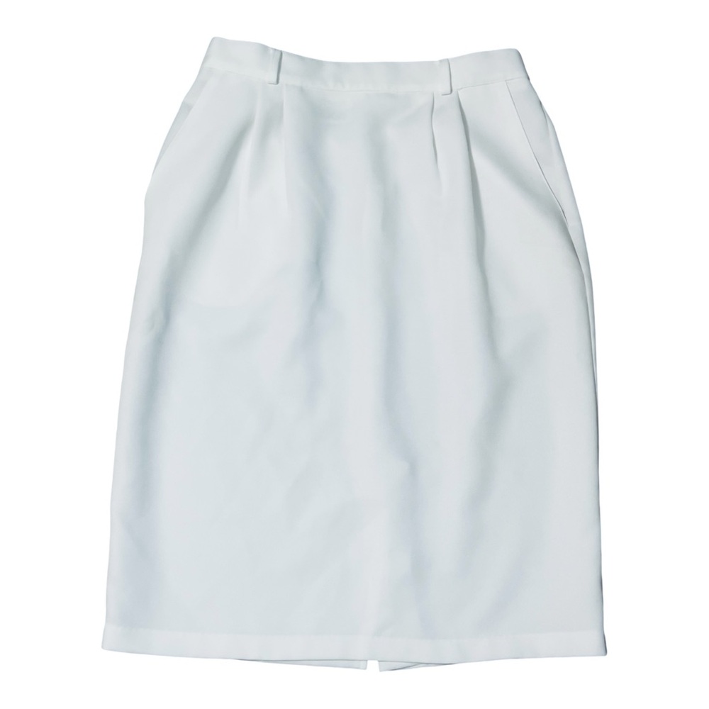 Vintage 80s Briggs White Pencil Skirt Sz 12 Pockets Back Slit Secretary Office